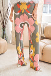 Explore More Collection - Flower Printed Casual Cozy Full Long Wide Pants