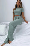 Explore More Collection - Round Neck Short Sleeve Top and Pants Set