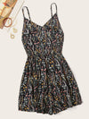 Explore More Collection - Printed V-Neck Spaghetti Strap Romper