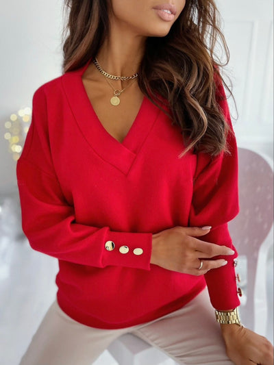 Explore More Collection Doorbuster - V-Neck Long Sleeve Sweatshirt