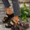 Explore More Collection - Crisscross PU Leather Flat Sandals