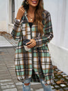 Explore More Collection - Plaid Zip Up Hooded Coat