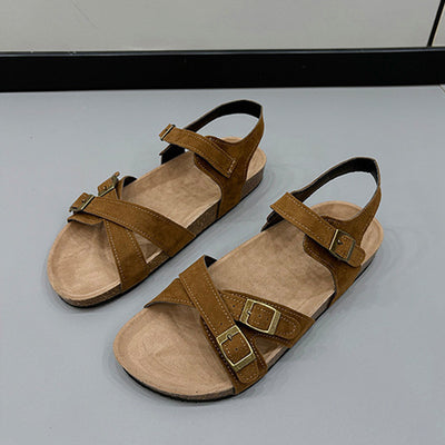 Explore More Collection - Open Toe Flat Buckle Sandals