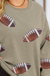 Explore More Collection - Plus Size Sequin Football Dropped Shoulder Sweatshirt