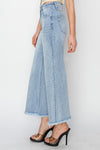 Explore More Collection - RISEN High Rise Crop Wide Fray Hem Jeans