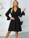 Explore More Collection - Ruffled V-Neck Flounce Sleeve Dress