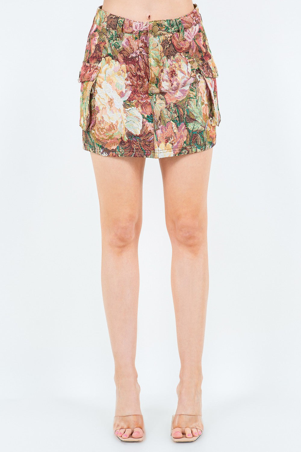 Explore More Collection - American Bazi Jacquard Weave Cargo Pocket Skirt