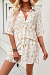 Explore More Collection - Printed Button Up Shirt and Shorts Set