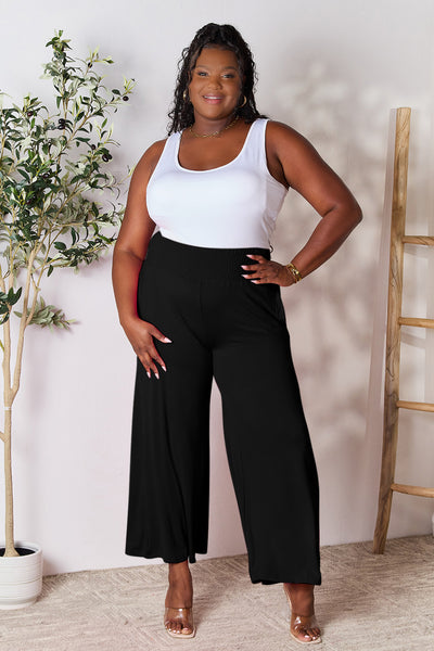 Explore More Collection - Double Take Full Size Smocked Wide Waistband Wide Leg Pants