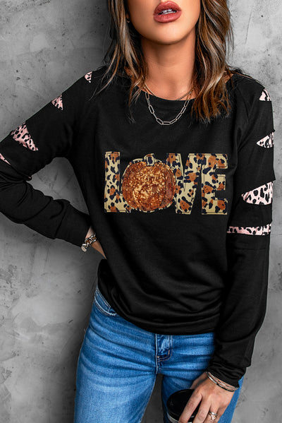 Explore More Collection - Sequin Leopard Long Sleeve Sweatshirt