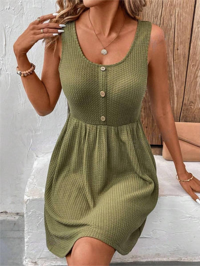 Explore More Collection - Scoop Neck Wide Strap Mini Tank Dress