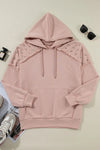 Explore More Collection - Rivet Drawstring Long Sleeve Hoodie