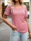 Explore More Collection - Lace Detail Round Neck Short Sleeve T-Shirt