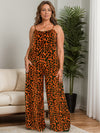 Explore More Collection - Full Size Leopard Scoop Neck Wide Leg Jumpsuit