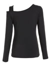 Explore More Collection - Cutout Asymmetrical Neck Long Sleeve T-Shirt