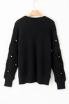 Explore More Collection - Pearl Detail Round Neck Long Sleeve Sweater