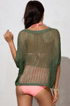 Explore More Collection - Openwork Round Neck Half Sleeve Knit Cover Up