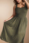 Explore More Collection - Plus Size Smocked Square Neck Maxi Dress