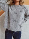 Explore More Collection - Bow Trim Round Neck Long Sleeve Sweater