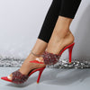 Explore More Collection - Sequin Point Toe Kitten Heel Sandals