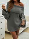 Explore More Collection - Off-Shoulder Extra-Long Sleeve Sweater