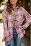 Explore More Collection - Plaid Collared Neck Long Sleeve Shacket