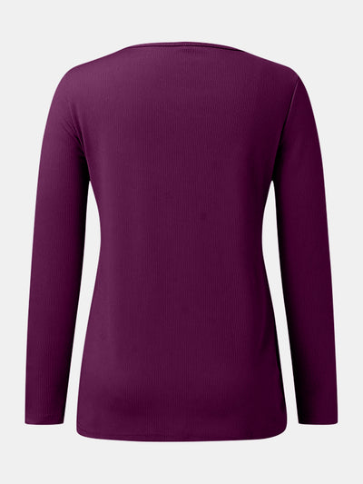 Explore More Collection - Full Size Scoop Neck Long Sleeve T-Shirt