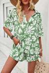 Explore More Collection - Printed Button Up Shirt and Shorts Set