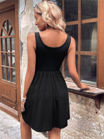 Explore More Collection - Scoop Neck Wide Strap Mini Tank Dress