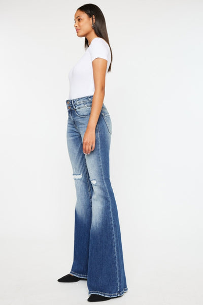 Explore More Collection - Kancan High Rise Wide Waistband Flare Jeans