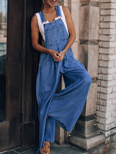 Explore More Collection - Wide Leg Denim Overalls