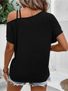 Explore More Collection - Contrast Asymmetrical Neck Short Sleeve T-Shirt