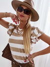 Explore More Collection - Full Size Striped Round Neck Cap Sleeve T-Shirt