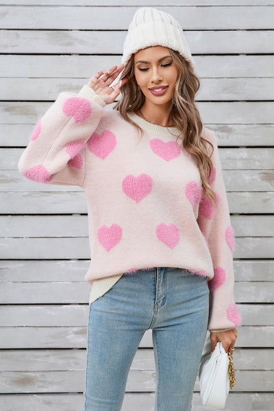 Explore More Collection - Angel Wings Heart Dropped Shoulder Long Sleeve Sweater