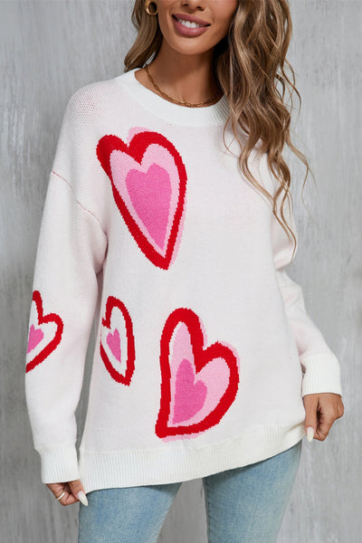 Explore More Collection - Angel Wings Heart Round Neck Long Sleeve Sweater