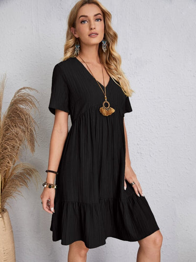 Explore More Collection - Full Size V-Neck Short Sleeve Dress