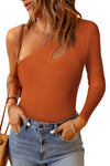 Explore More Collection - Cutout One Shoulder Long Sleeve Bodysuit