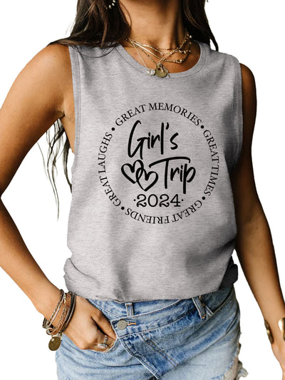 Explore More Collection - Letter Graphic Round Neck Tank