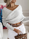 Explore More Collection - Long Sleeve Cropped Knit Top