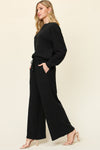 Explore More Collection - Double Take Full Size Texture Long Sleeve Top and Pants Set