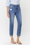 Explore More Collection - Lovervet High Rise Raw Hem Straight Jeans