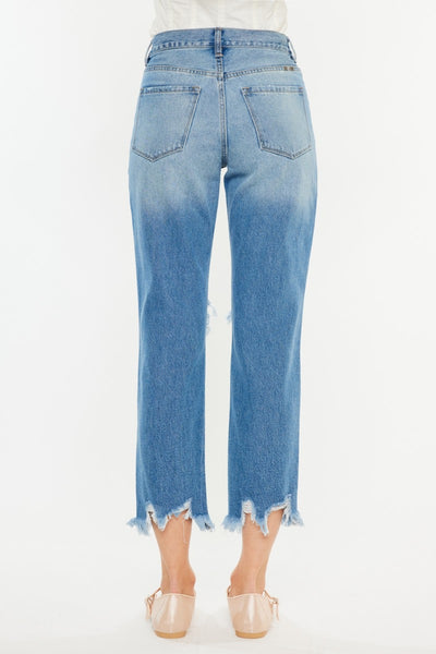 Explore More Collection - Kancan Distressed Frayed Hem Cropped Jeans