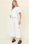 Explore More Collection - Double Take Full Size Texture Round Neck Short Sleeve T-Shirt and Wide Leg Pants