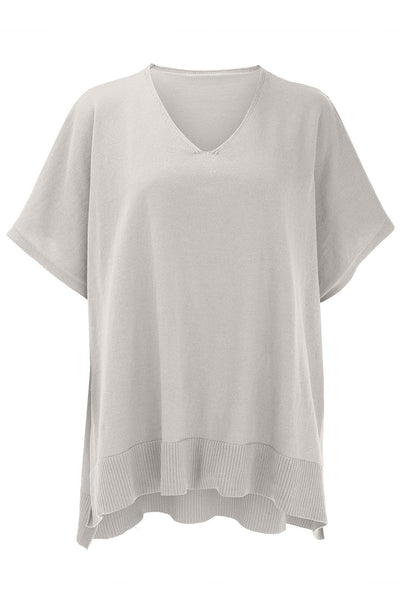 Explore More Collection - Slit V-Neck Half Sleeve Knit Top