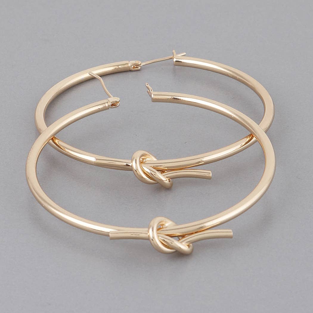 Knot Open Hoop Earrings: Gold