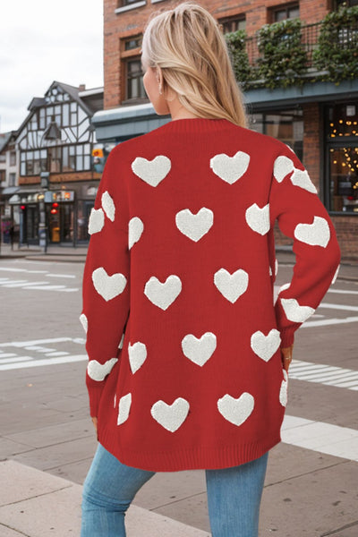 Explore More Collection - Heart Button Down Long Sleeve Cardigan