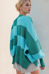 Explore More Collection - Double Take Slit Color Block Mock Neck Batwing Sleeve Sweater