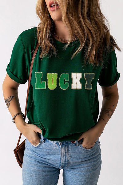 Explore More Collection - LUCKY Round Neck Short Sleeve T-Shirt