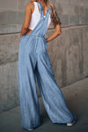 Explore More Collection - Distressed Wide Leg Denim Overalls