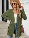 Explore More Collection - Pocketed Open Front Long Sleeve Cardigan